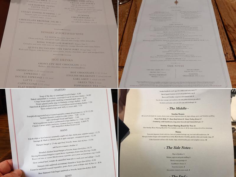 Marquis Of Westminster Menu