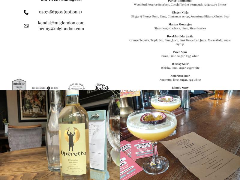 The Princess of Wales Menu