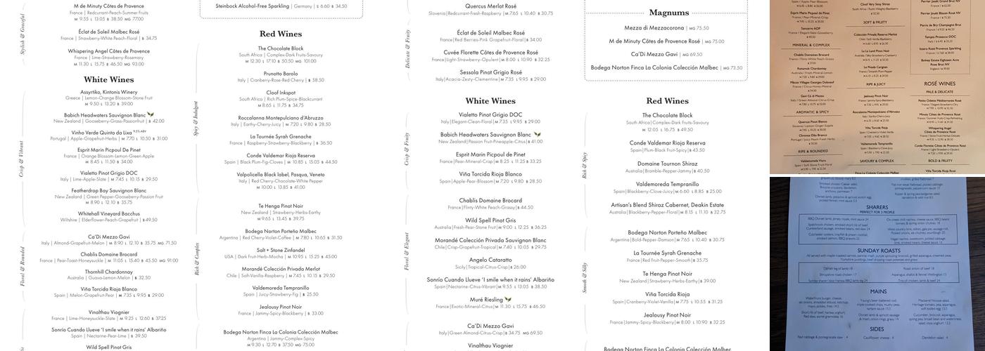 The Waterfront Menu