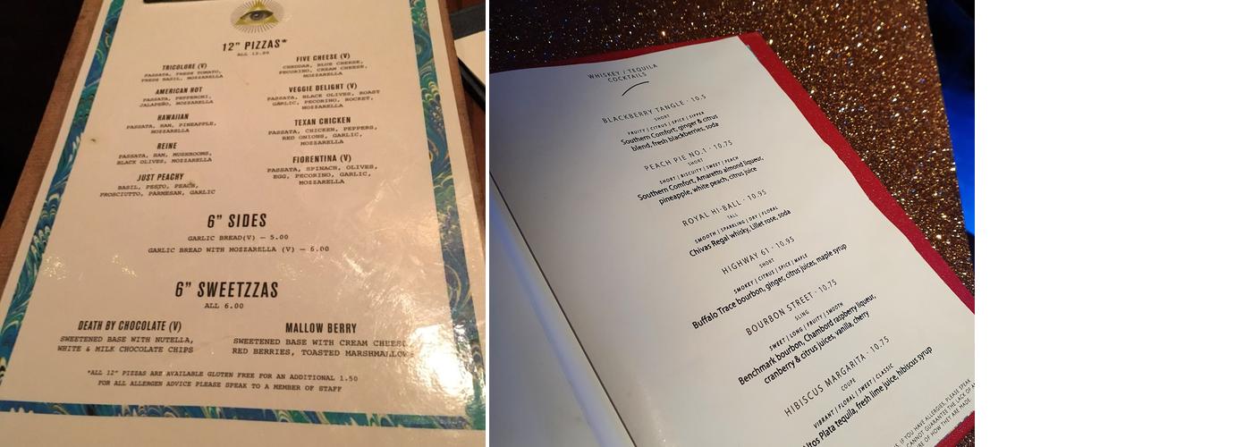 The Escapologist Bar Menu