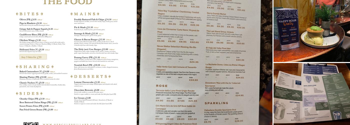 The Hercules Pillars Menu