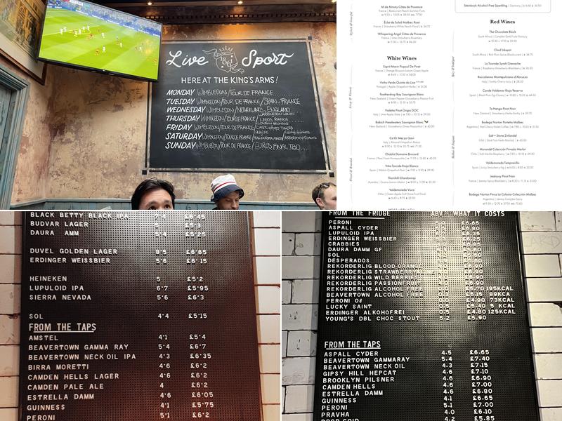 Kings Arms Chelsea Menu