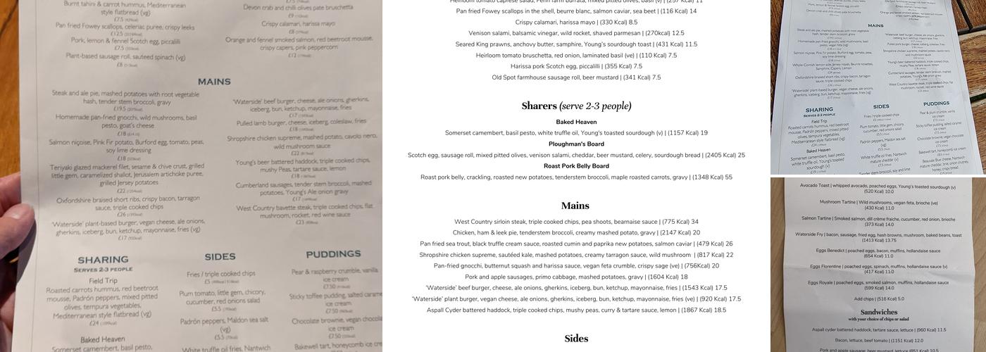 The Waterside Menu