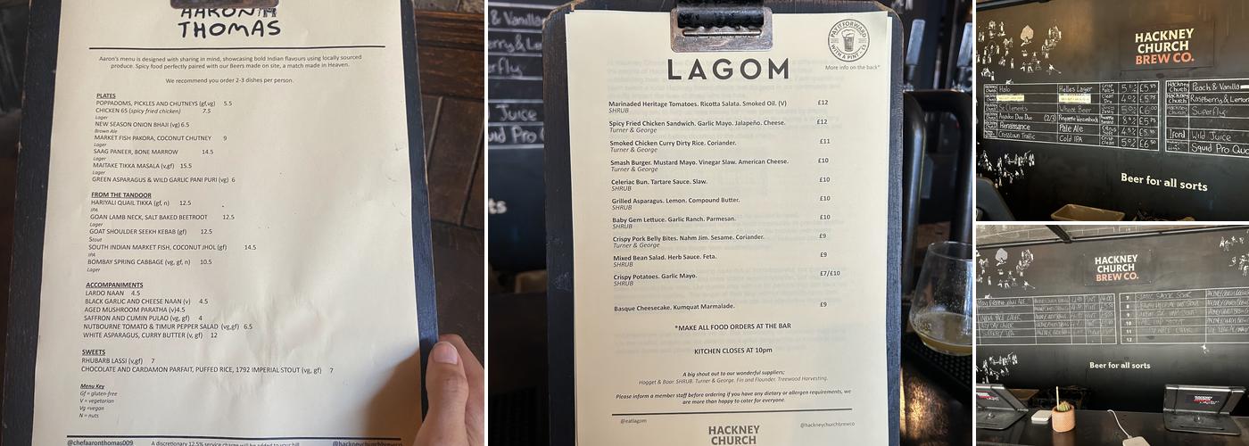 Hackney Church Brew Co. Menu