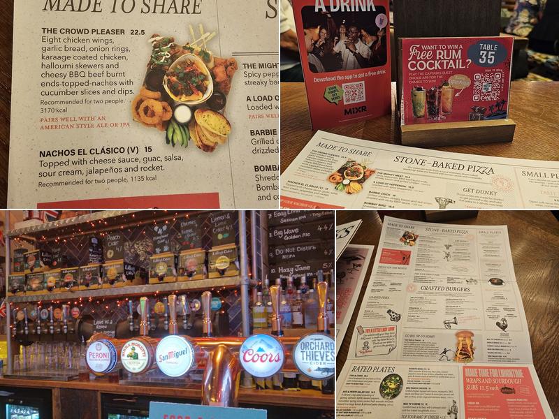 The Bridge Tap, London Menu