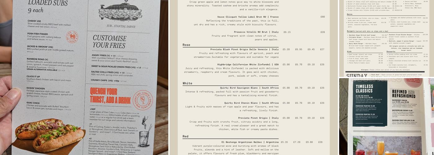 The Islington Town House Menu