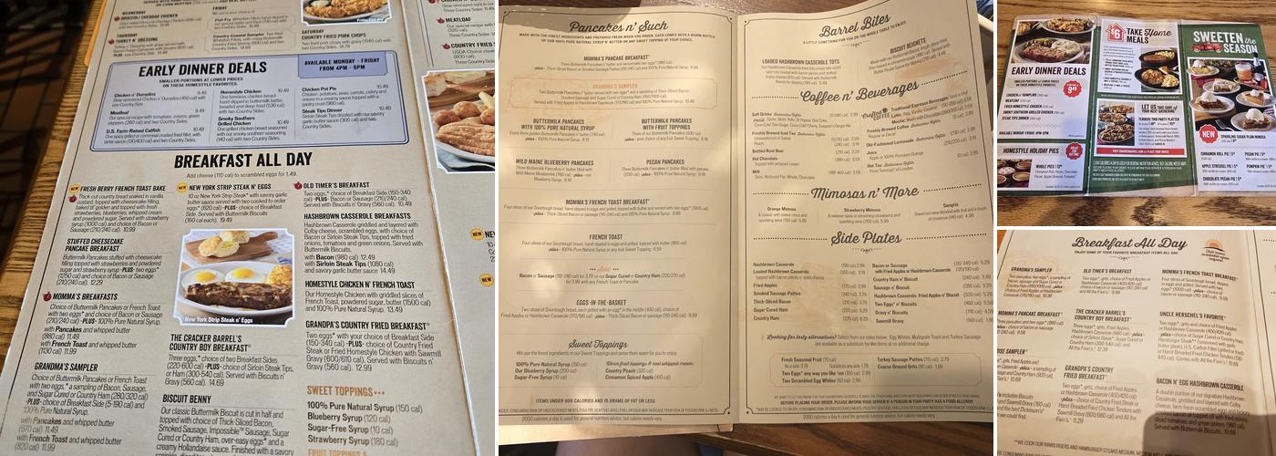 Cracker Barrel Old Country Store Menu