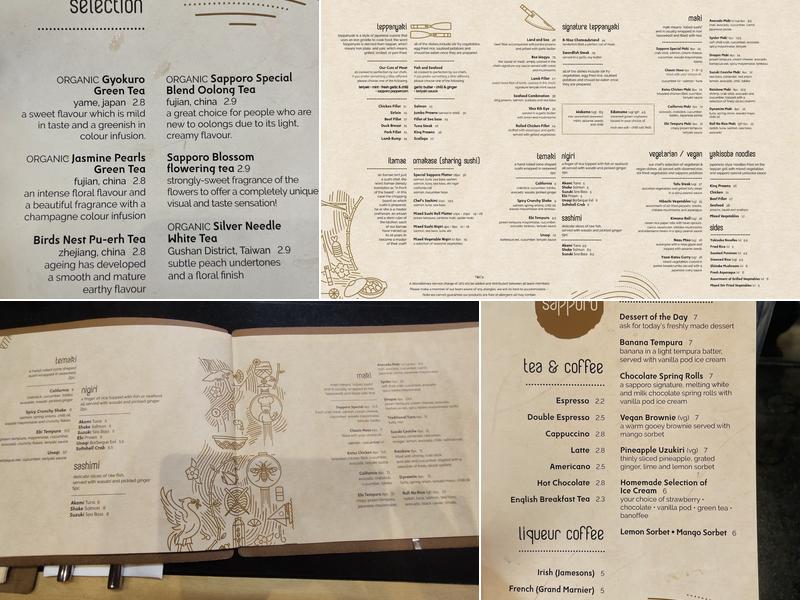 Sapporo Teppanyaki Manchester Menu