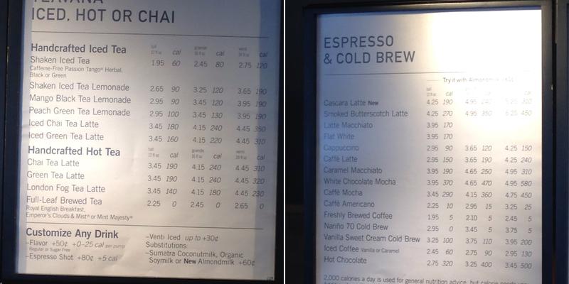 Starbucks Menu