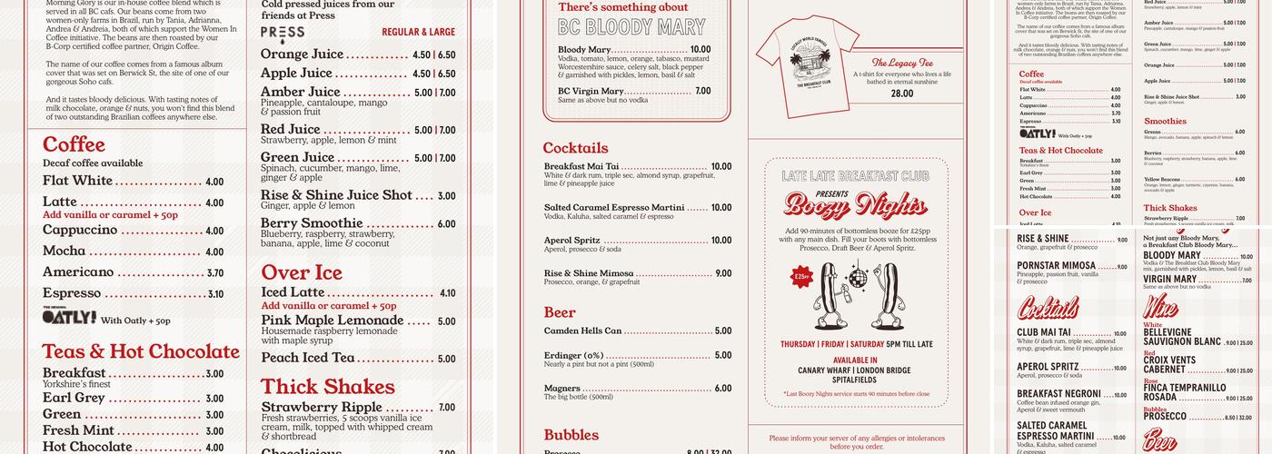 Breakfast Club Spitalfields Menu
