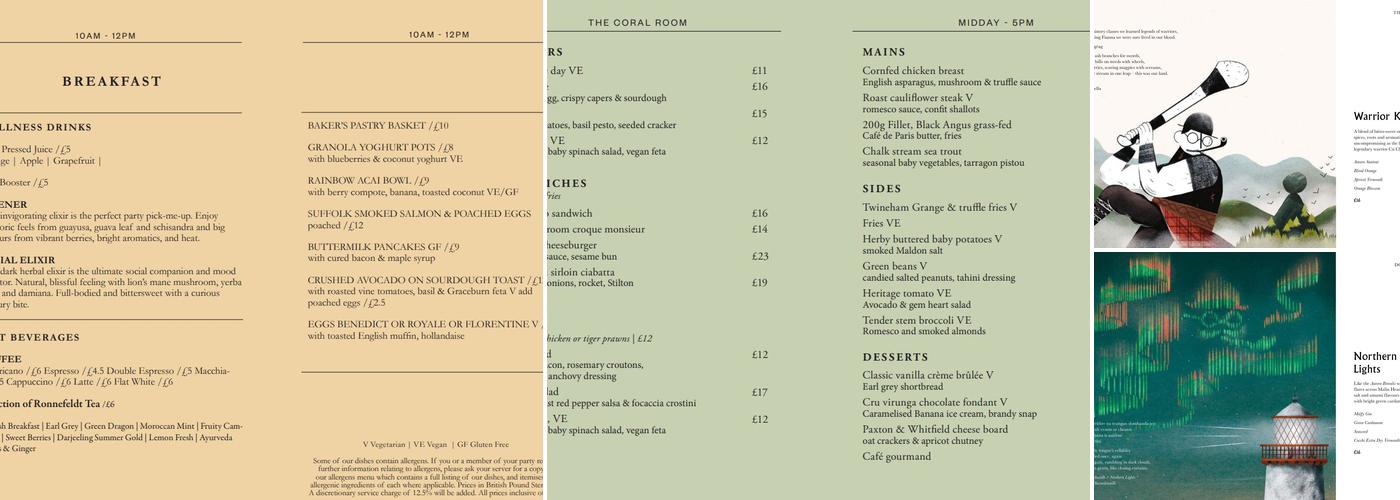 The Coral Room Menu