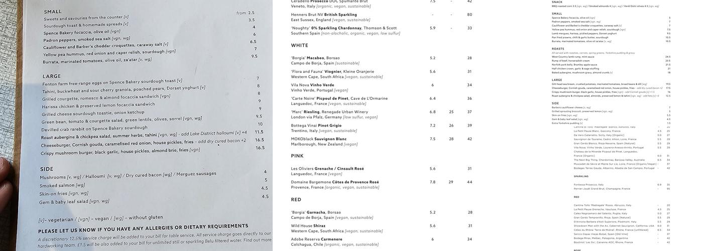 Elgin - Maida Vale Menu