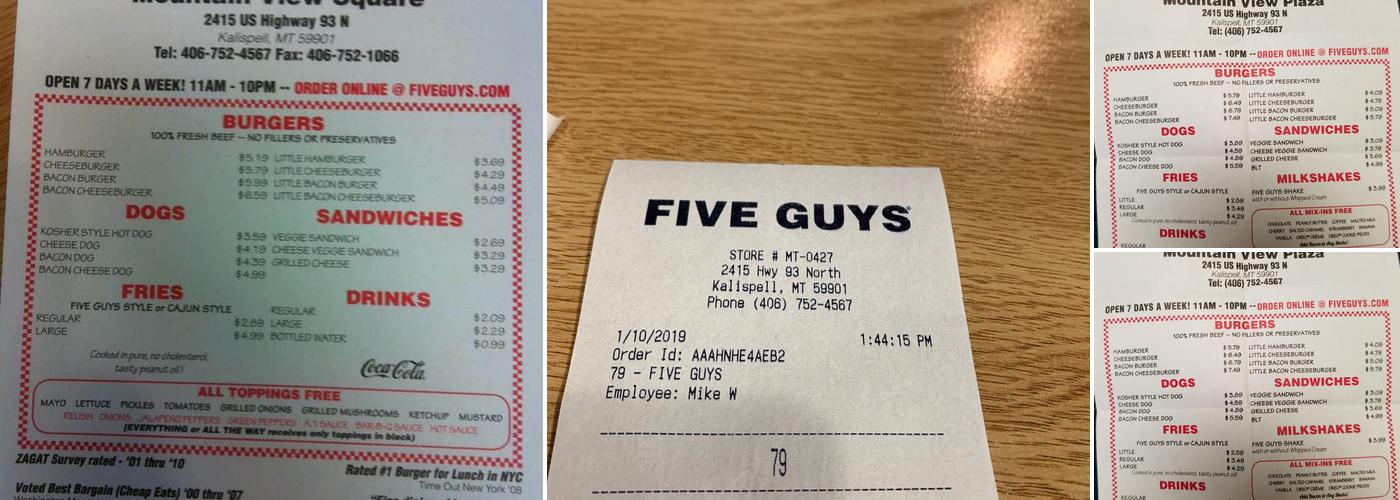 Five Guys Menu