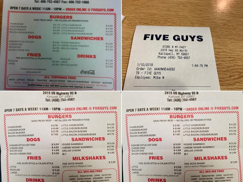 Five Guys Menu