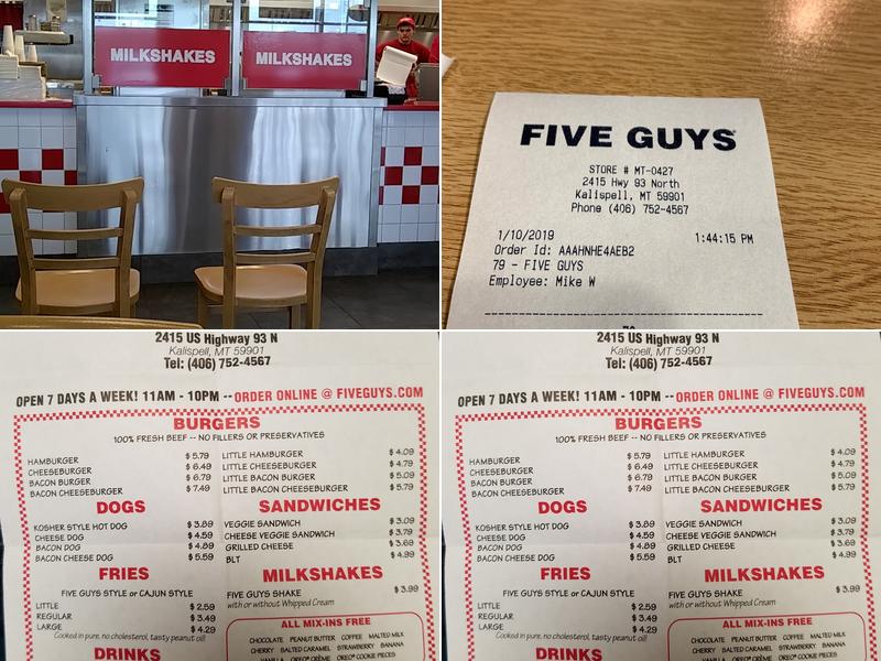 Five Guys Menu
