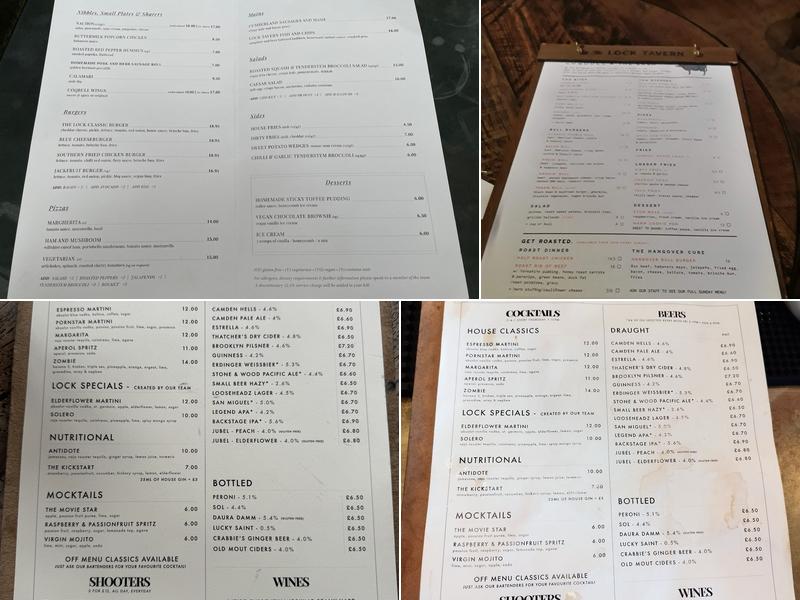 The Lock Tavern Menu