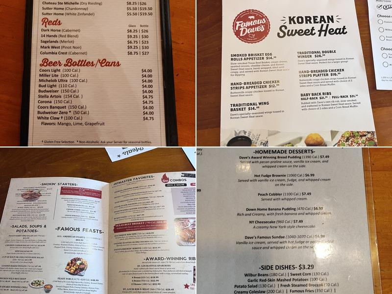 Famous Dave's Bar-B-Que Menu