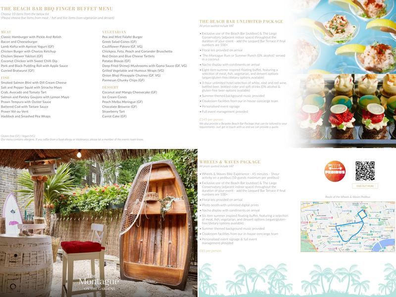 The Beach Bar at The Montague Menu
