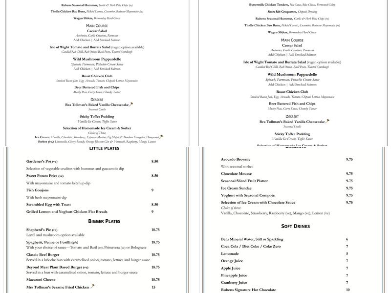 The New York Bar Menu