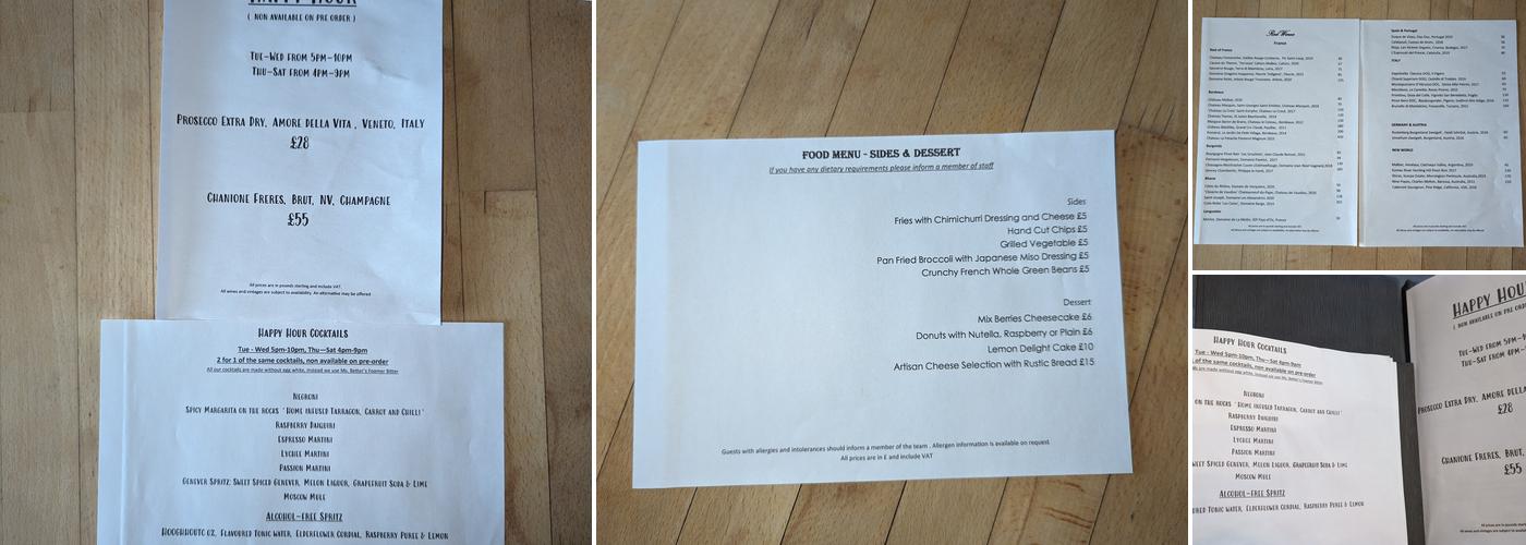 Amuse Bouche Champagne Bar Menu