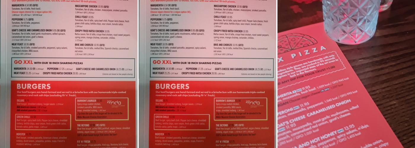 BOX Deansgate Menu