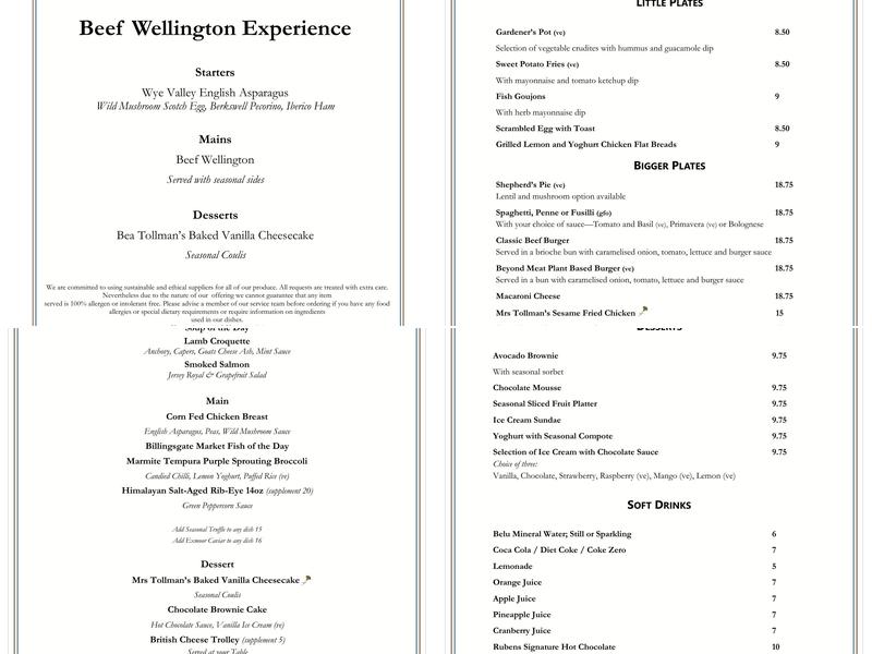 The English Grill Menu