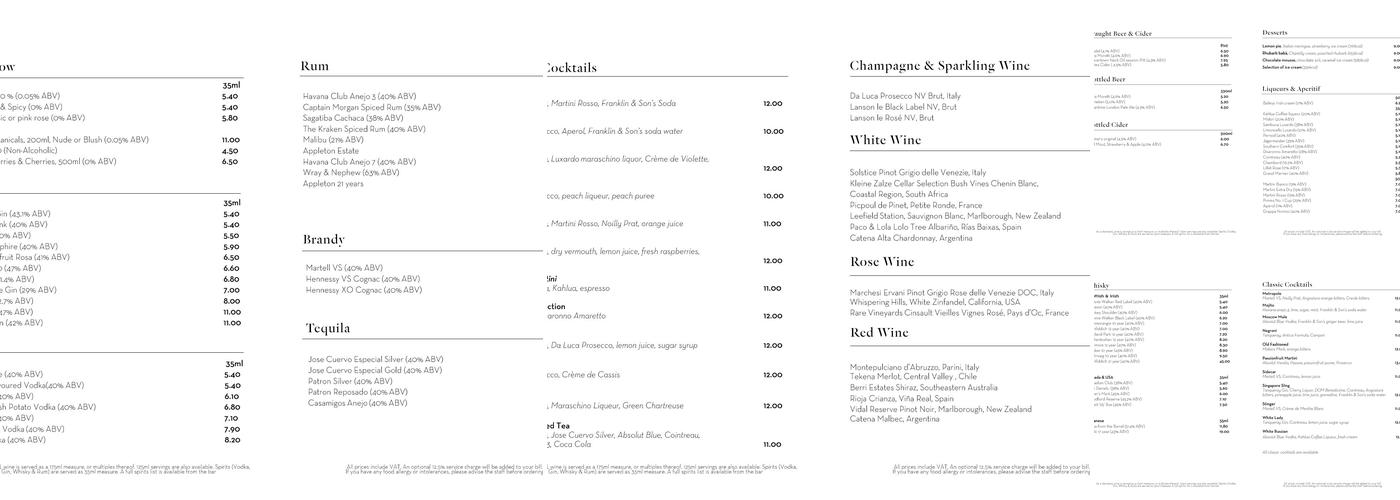 The Lampery Seething Lane Menu