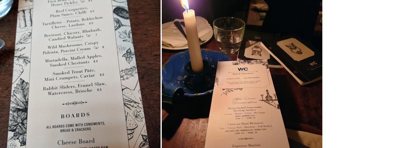 WC Wine & Charcuterie Menu