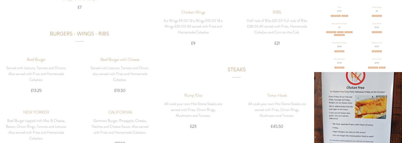 The Thirsty Farmer Menu