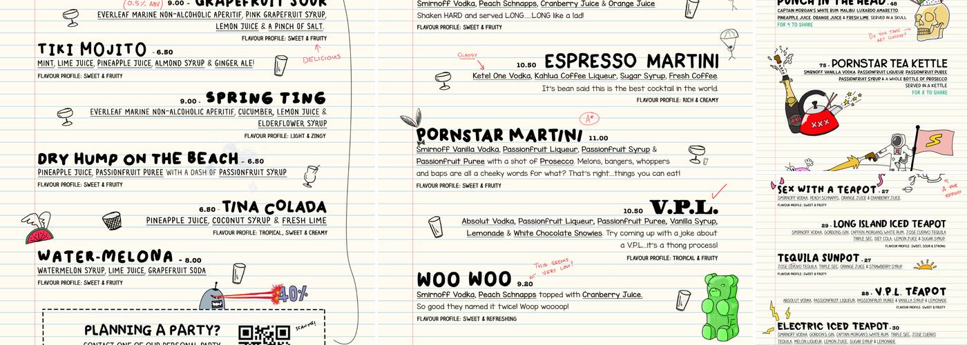 Simmons Bar | Clapham Menu