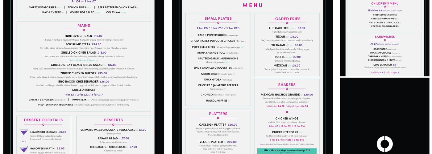 The Oakleigh Menu