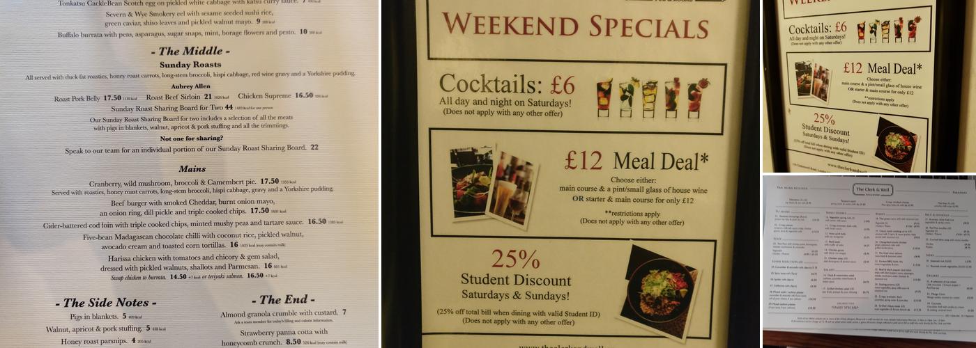 The Clerk & Well Menu