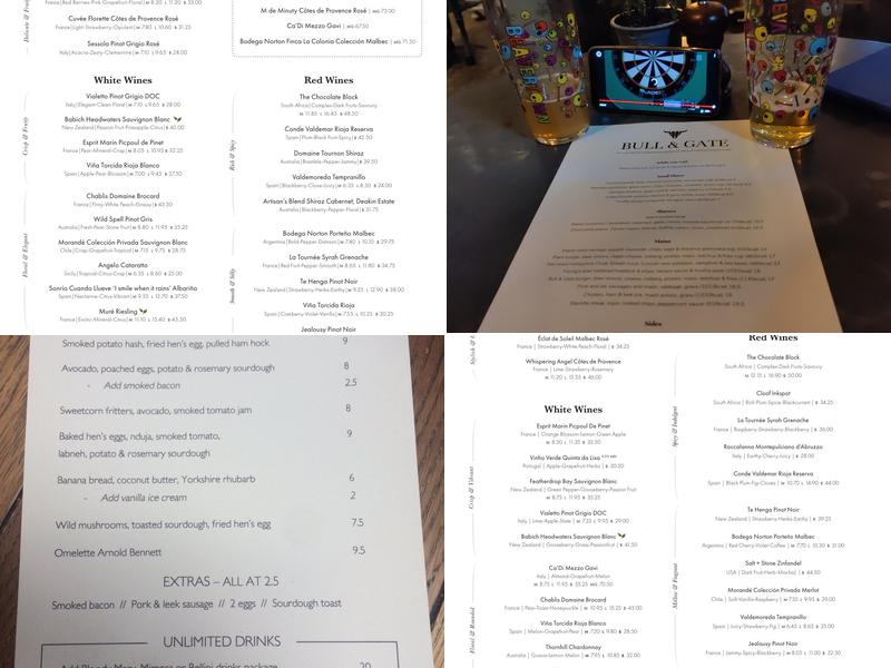 Bull & Gate Menu