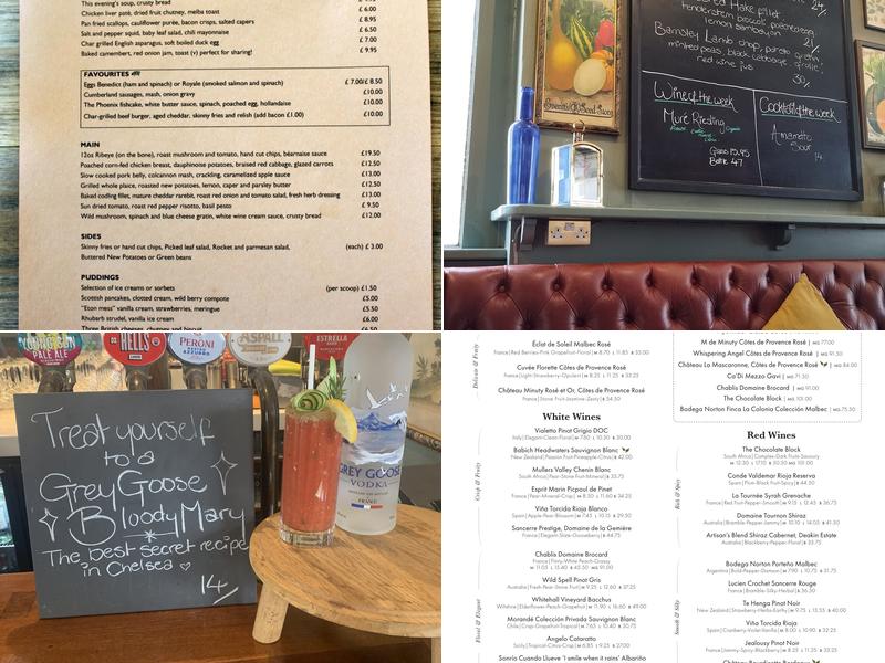 The Phoenix, Chelsea Menu