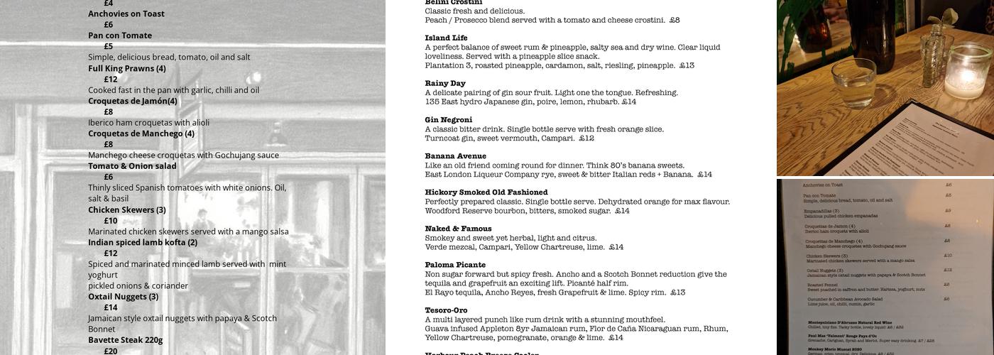 The Shrub and Shutter Menu