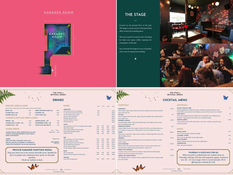 The Star of Bethnal Green Menu