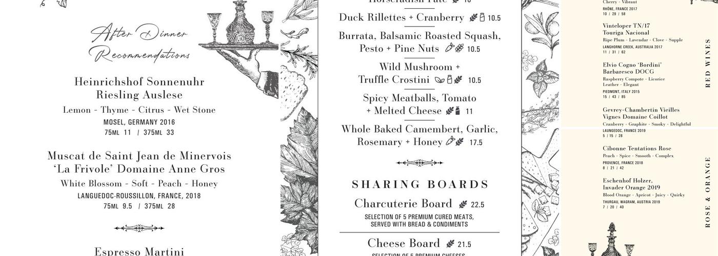 WC Wine & Charcuterie Bloomsbury Menu