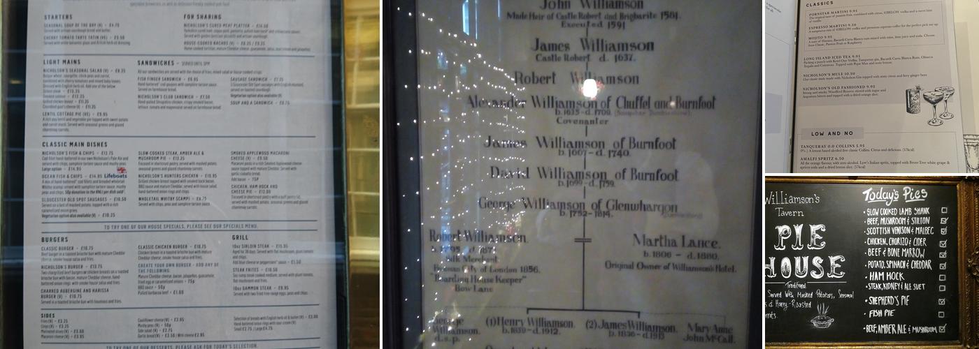 Williamson's Tavern Menu