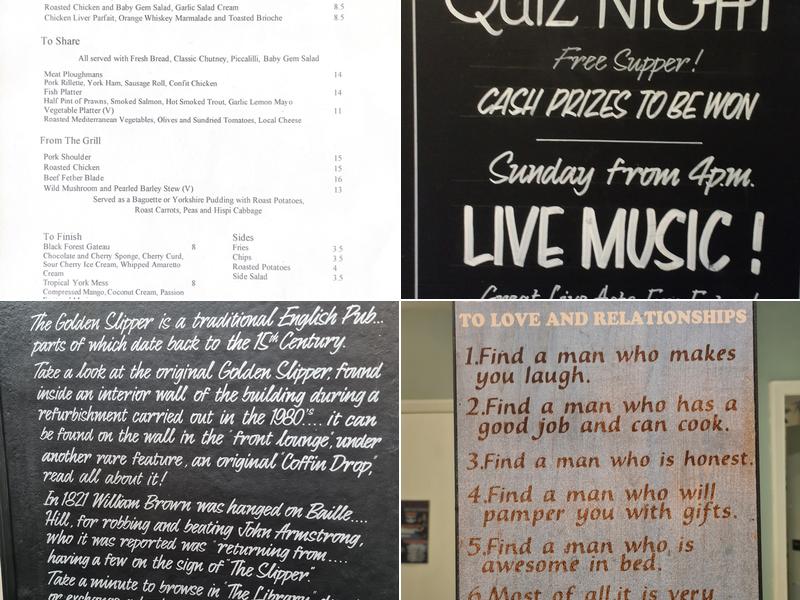 The Golden Slipper Menu