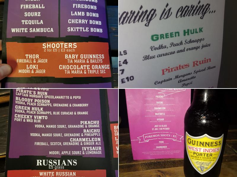 The Dove & Rainbow Menu