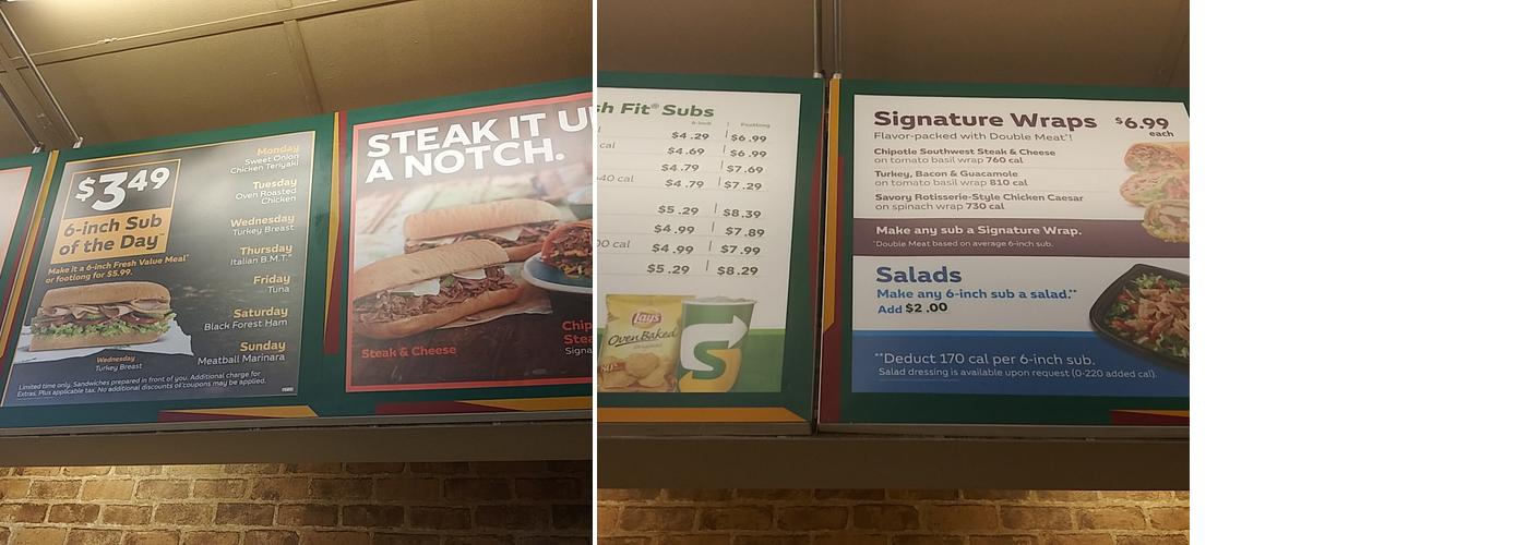 Subway Menu