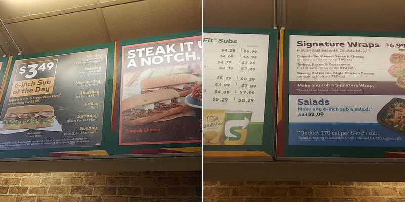 Subway Menu