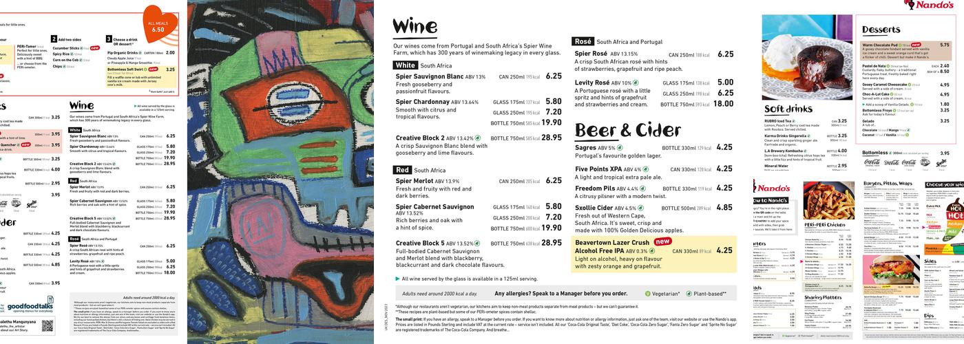 Nando's Hamilton Menu