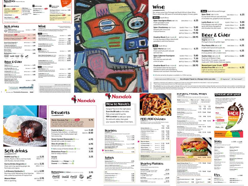 Nando's Hamilton Menu