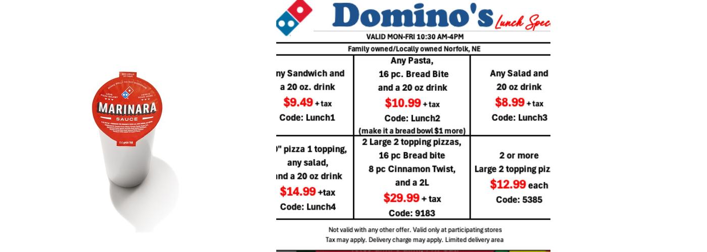 Domino's Pizza Menu