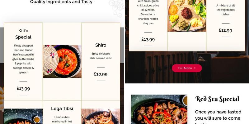 Red Sea Manchester Menu