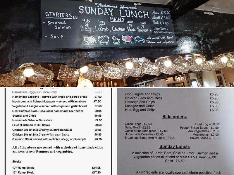 Waggon & Horses Menu