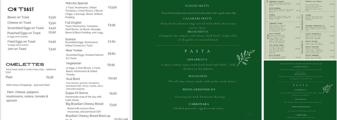 Marcio’s Delicacies LTD Menu