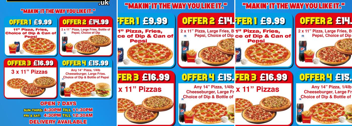 MacDonners Pizza Takeaway Menu