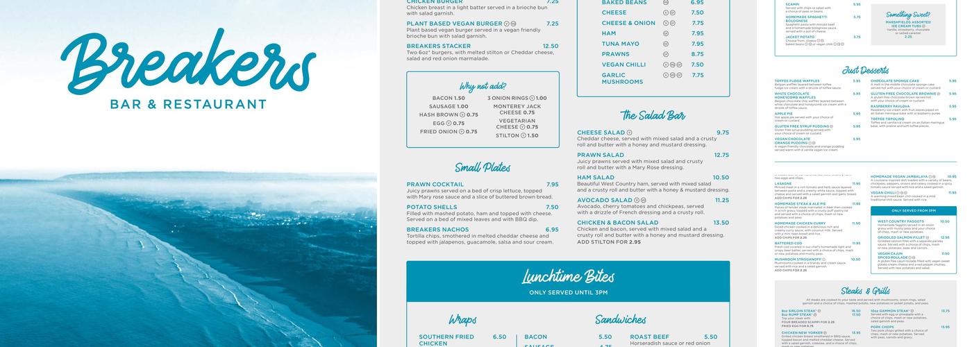 Breakers Bar and Restaurant Menu